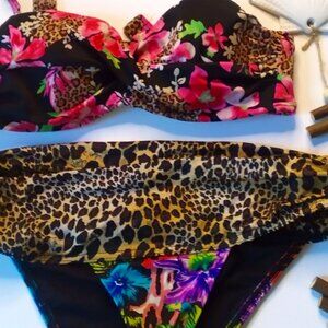 XS Victoria Secret Floral Animal Print Bikini Set